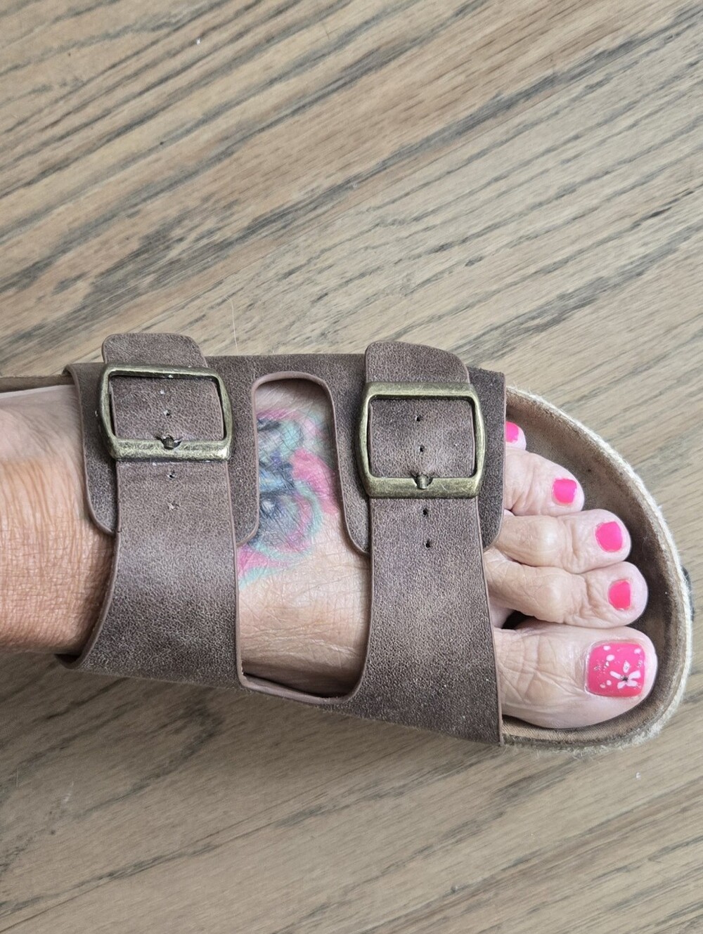 Corkys Women's Double-Buckle Slide Sandal in Brown